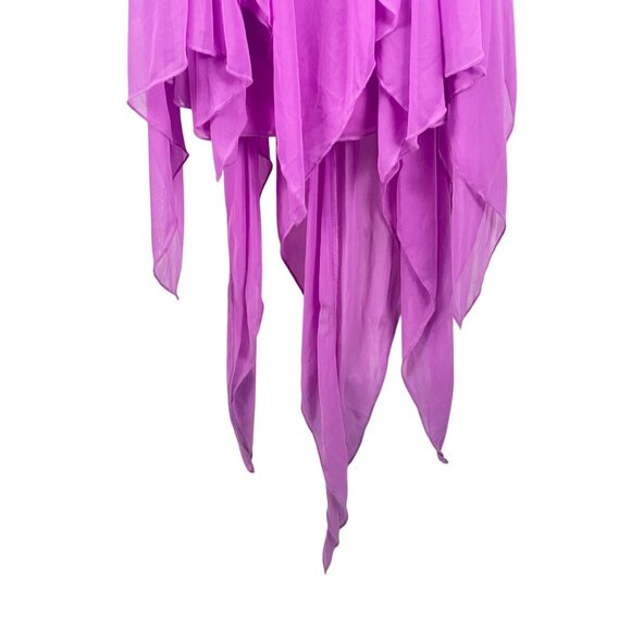 City Triangles Purple Pleated Illusion Dress Handkerchief Hem Size 3 Cocktail - Picture 5 of 8